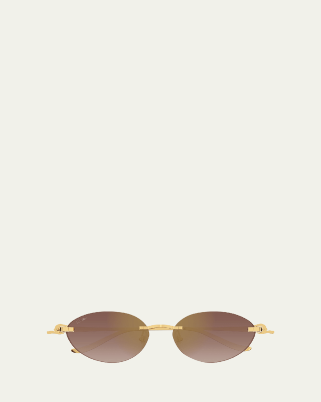 Panthère Rimless Metal Oval Sunglasses